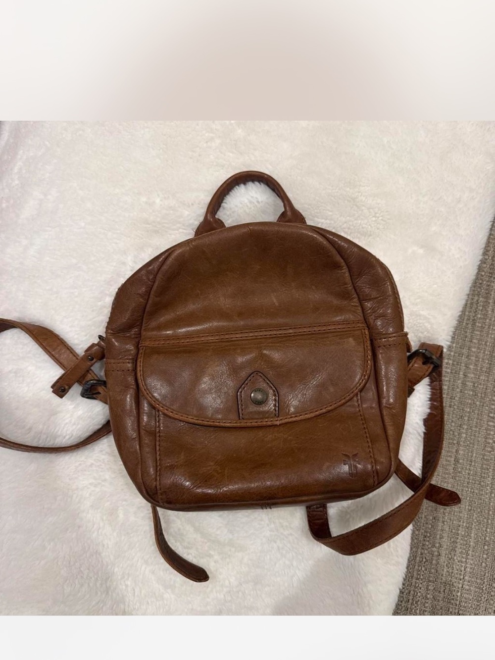 Brown Leather Mini Backpack - Women